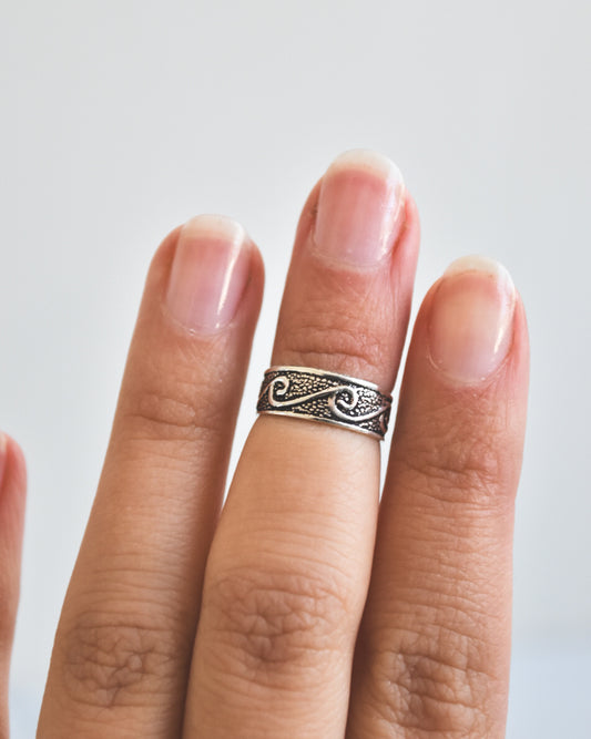 Midi Olas en Banda Envejecida Plata 925