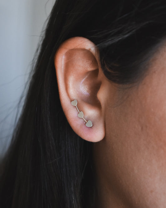 Aros Trepadores Plata 925 Corazones