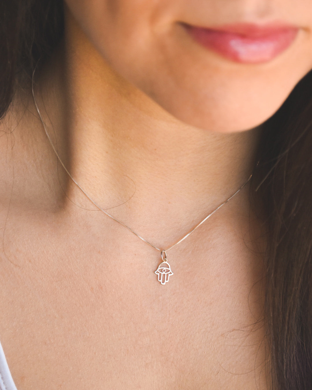 Collar de plata 925 con colgante de Mano de Fátima (Hamsa)