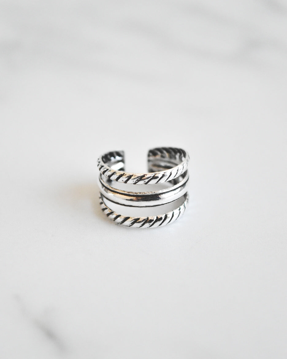 Midi Triple Semi Trenzado Plata 925