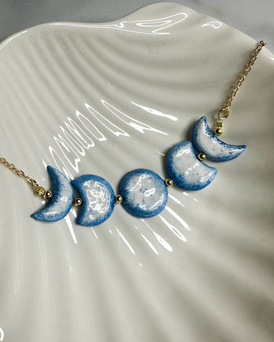 Collar Fases Lunares – Cerámica Artesanal y Baño de Oro
