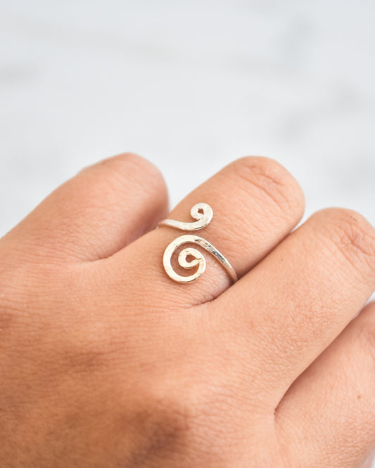 Anillo Doble Espiral Asimétrica Plata 925
