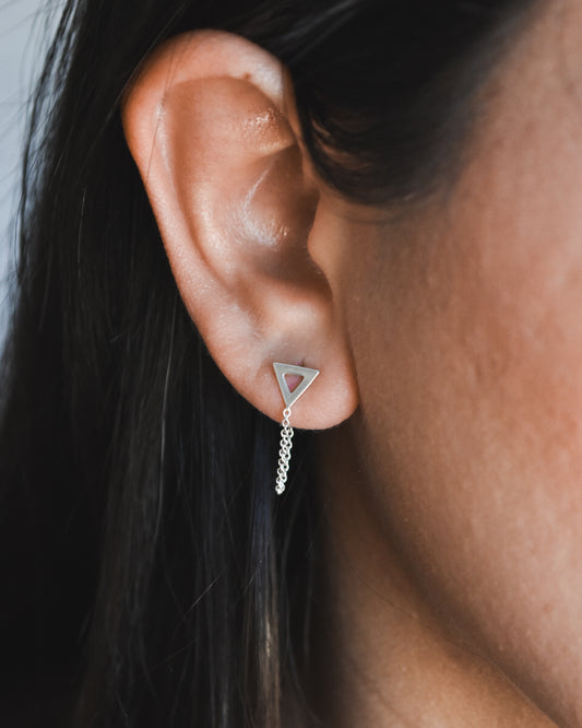 Aros Triángulo con Cadena Plata 925