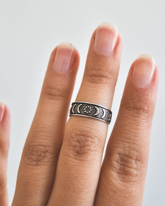 Midi Flor y Lunas Plata 925 Envejecida