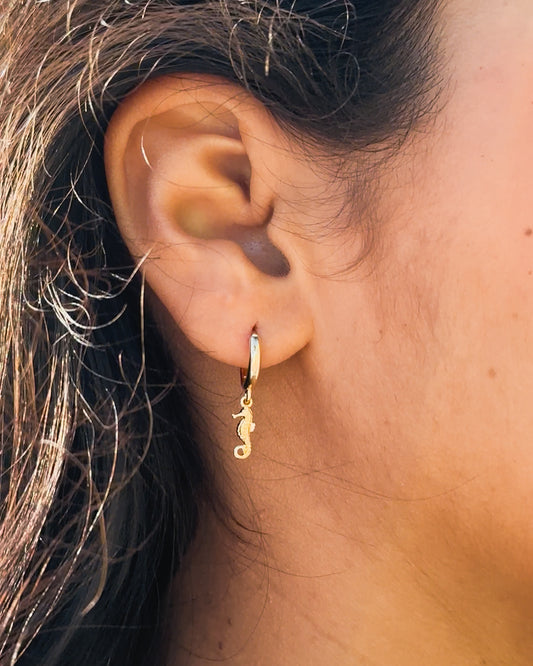 Aros Huggies Caballito de Mar en Baño de Oro