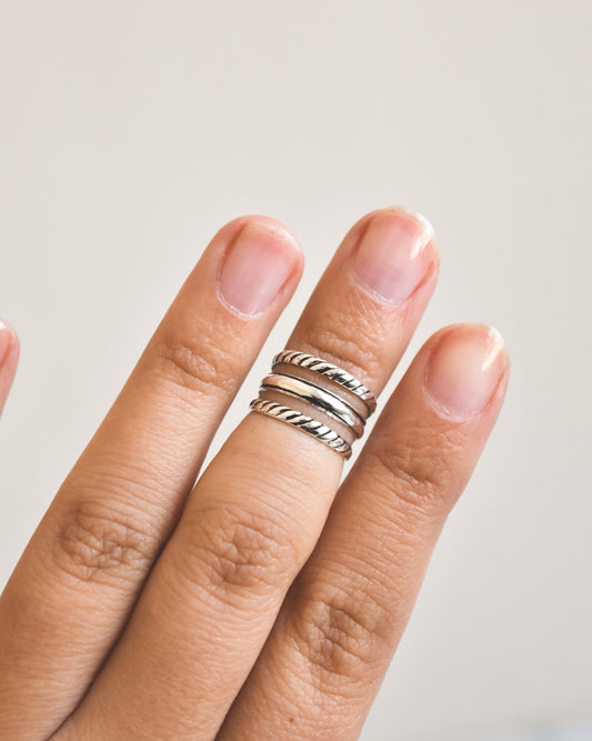 Midi Triple Semi Trenzado Plata 925