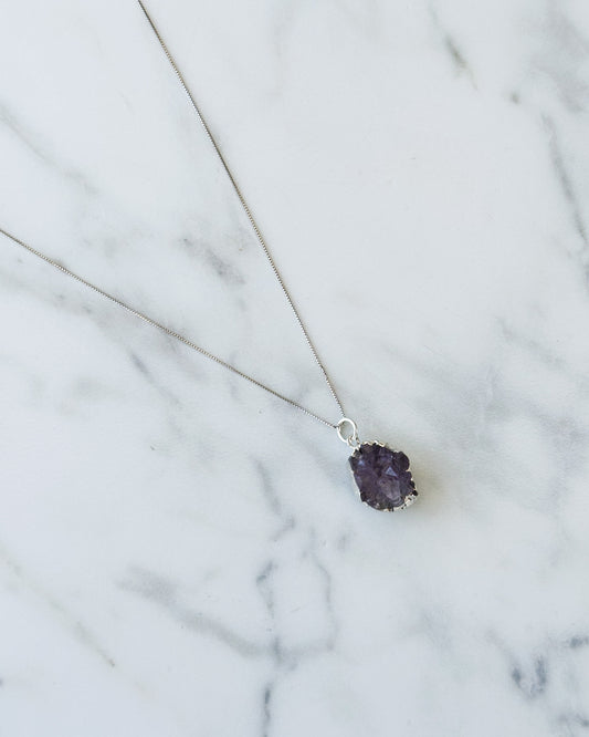 Collar de Plata 925 con Amatista en Bruto