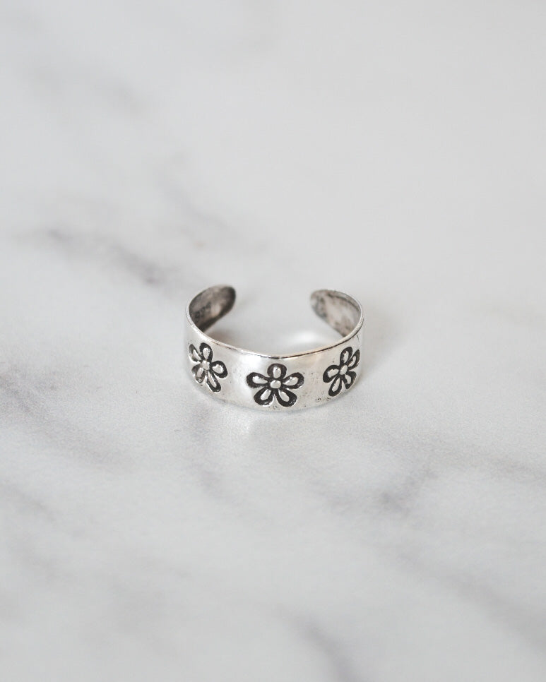 Midi Flores Oxidadas - Plata 925 Tailandesa