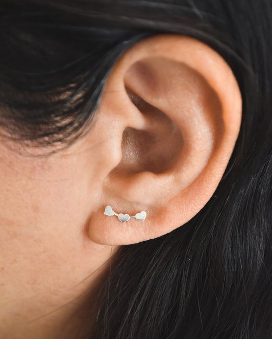 Aros de Plata 925 con Tres Corazones