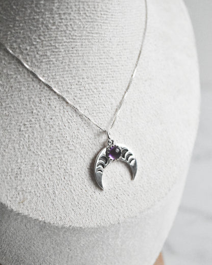 Collar Fases Lunares y Amatista Plata 925