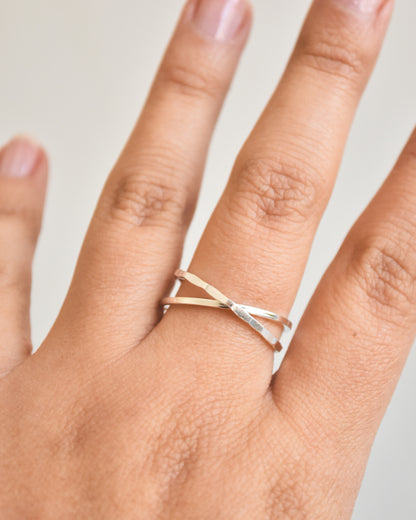 Anillo Doble Entrecruzado Plata 925