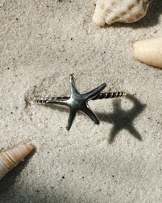 Anillo Estrella de Mar Plata 925 Entorchado