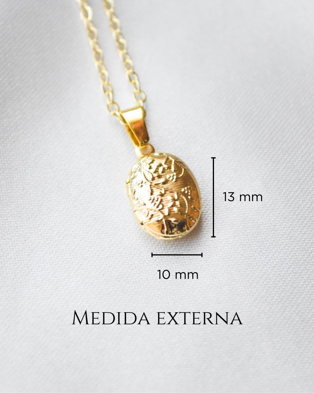 Mini relicario ovalado floral enchapado en oro