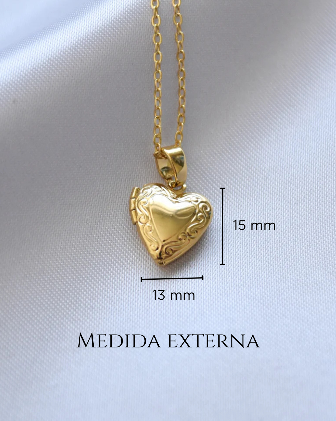 Mini Relicario Corazón Ornamental Bañado en Oro