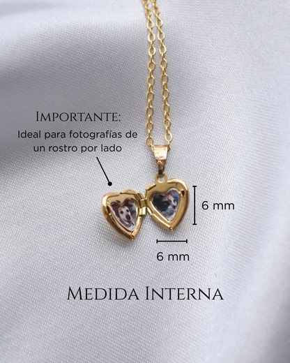 Mini Relicario Corazón Bañado en Oro