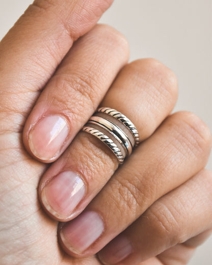 Midi Triple Semi Trenzado Plata 925