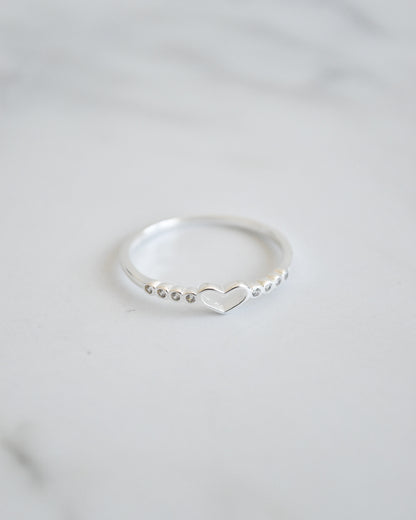 Anillo Corazón y Circones Plata 925