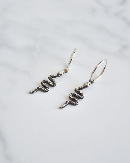 Aros Argolla con Serpiente Plata 925 Envejecida