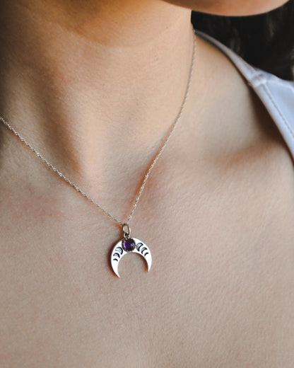 Collar Fases Lunares y Amatista Plata 925