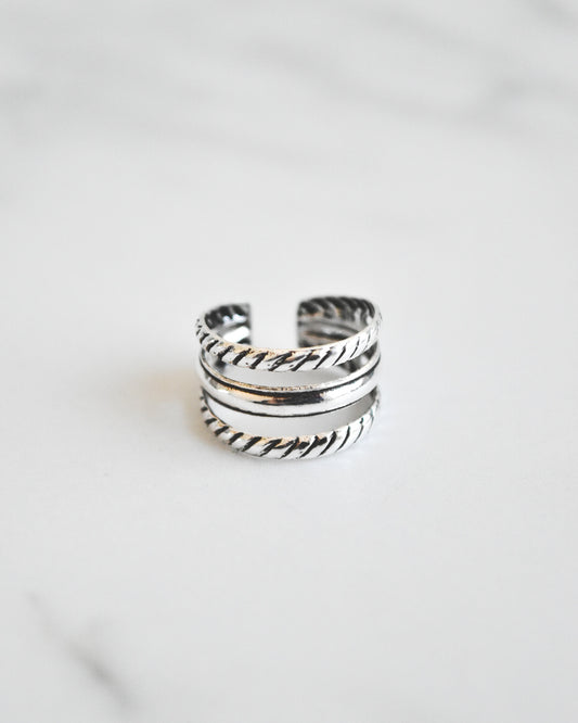 Midi Triple Semi Trenzado Plata 925