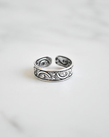 Midi Plata 925 Tailandesa con Diseño de Lunas y Estrellas Envejecido