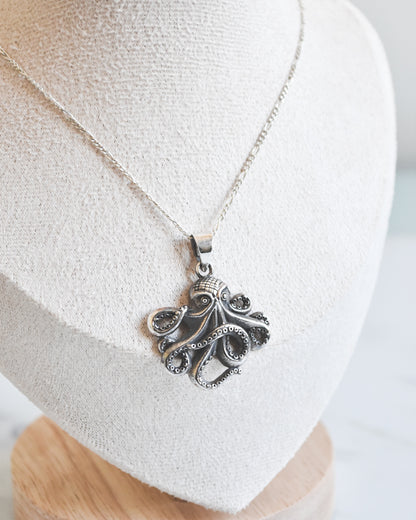 Collar Pulpo Plata 925 Envejecida
