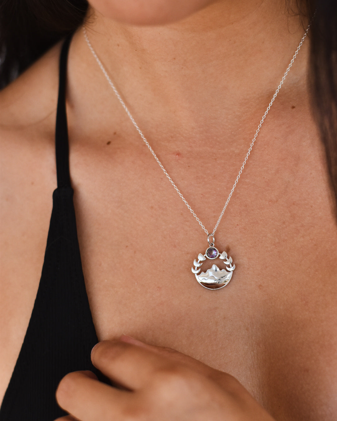Collar Montañas y Fases Lunares en plata 925