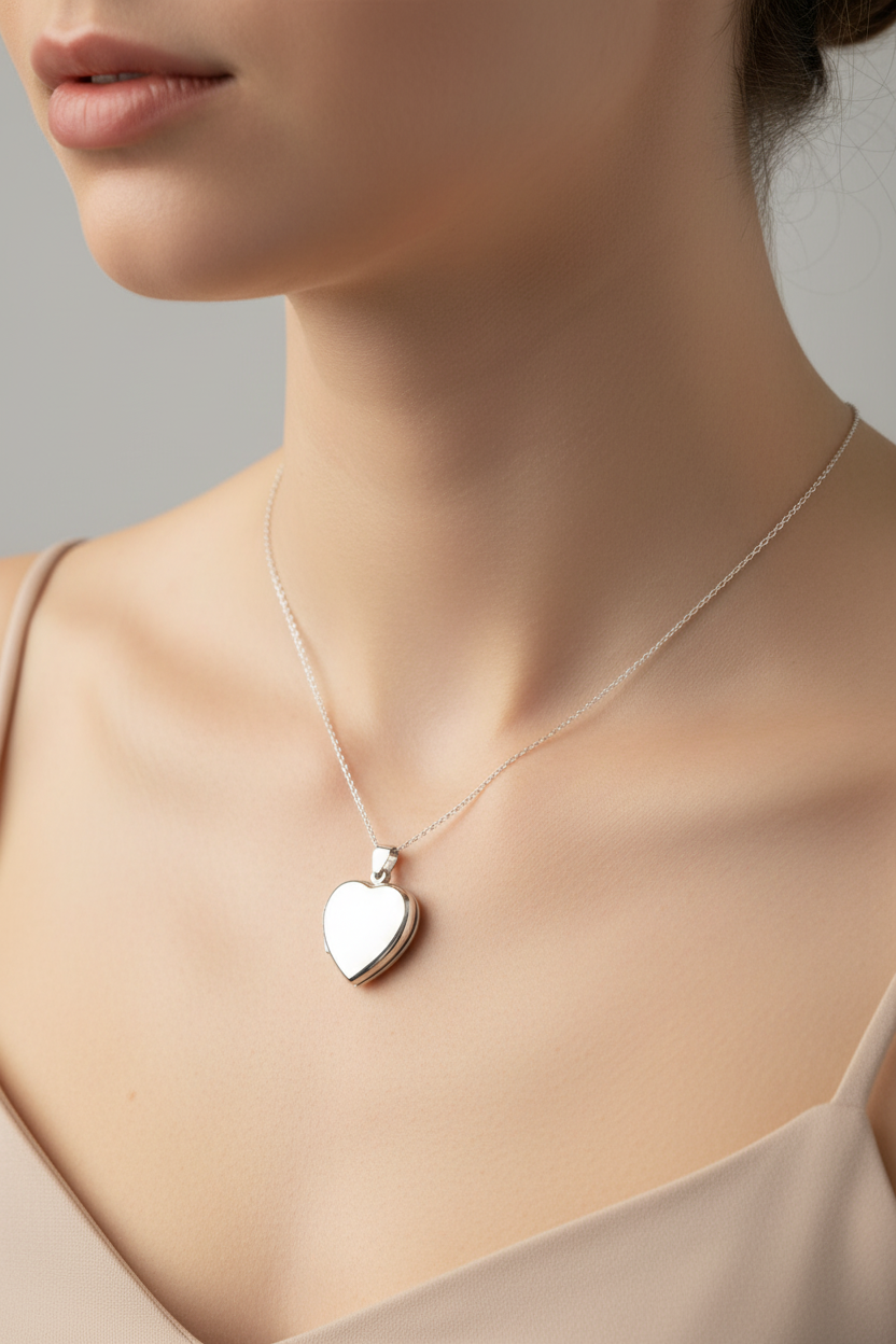 Relicario de corazón “Siempre en mi corazón” en Plata 925