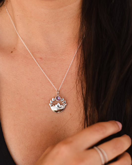 Collar Montañas y Fases Lunares en plata 925