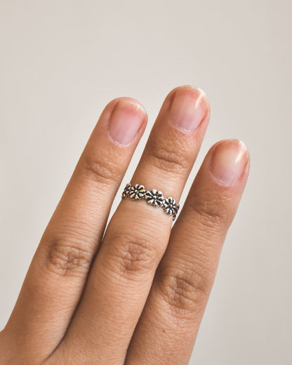 Midi Flores Envejecidas Plata 925