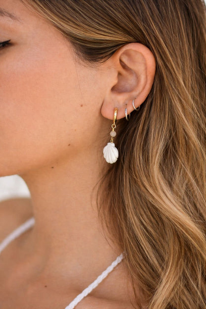 Aros Huggies Conchita Blanca Hecha a Mano