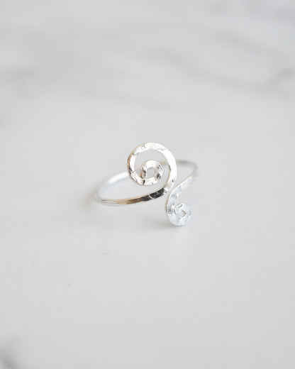 Anillo Doble Espiral Asimétrica Plata 925
