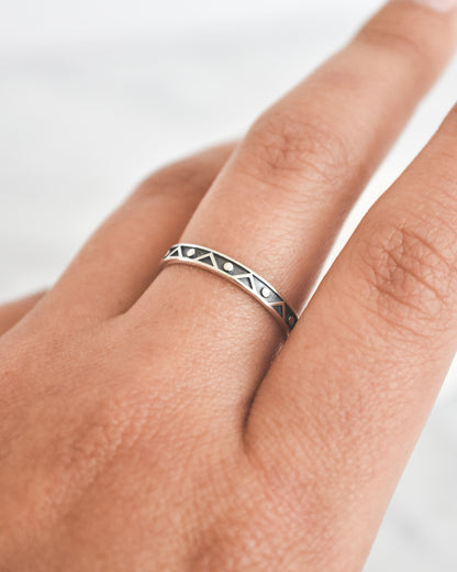 Anillo de Plata 925 Tribal Geométrico