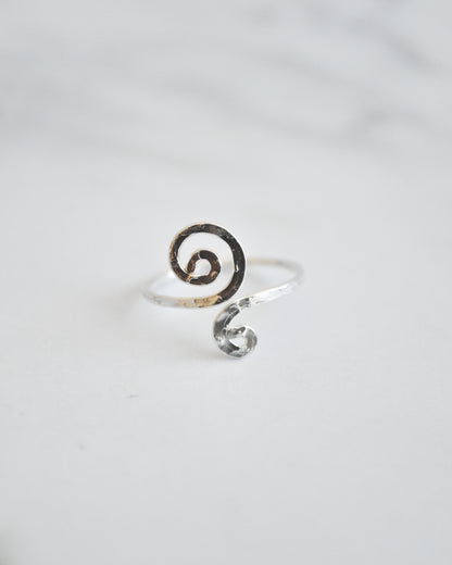 Anillo Doble Espiral Asimétrica Plata 925