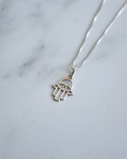 Collar de plata 925 con colgante de Mano de Fátima (Hamsa)