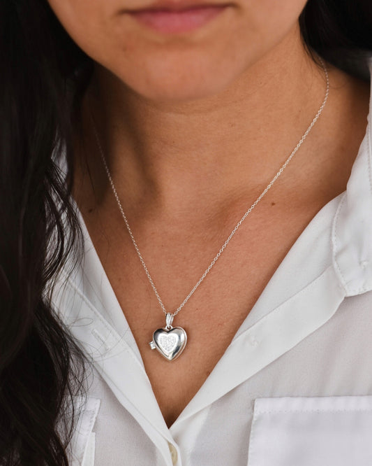 Relicario Corazón Doble en Plata 925 con Circones