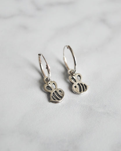 Argollas de Plata 925 con Abejita