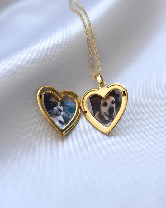 Relicario Corazón Liso Bañado en Oro