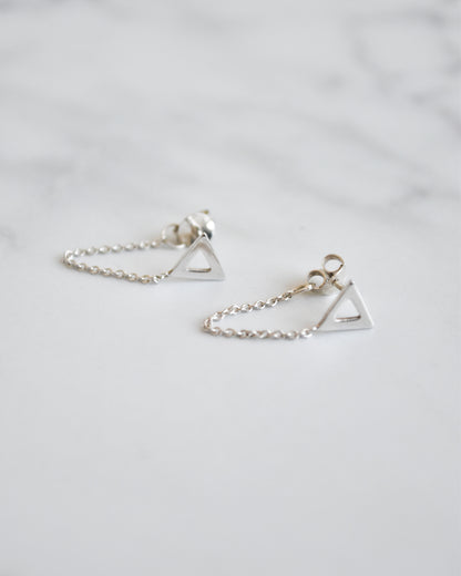 Aros Triángulo con Cadena Plata 925