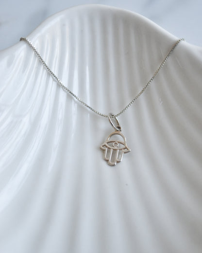 Collar de plata 925 con colgante de Mano de Fátima (Hamsa)