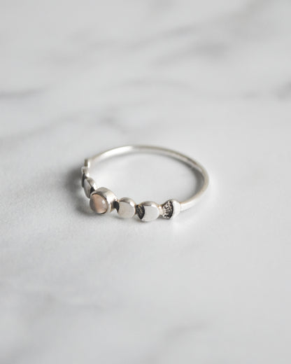 Anillo Fases Lunares en Plata 925 con Piedra Luna