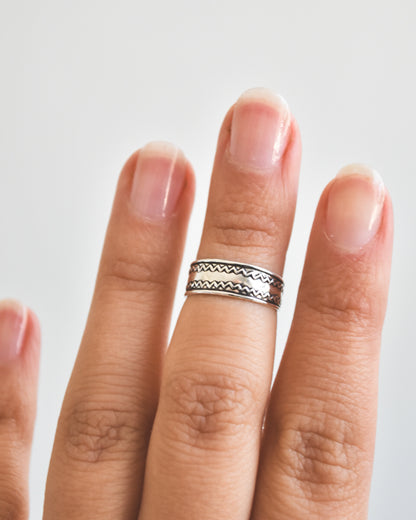 Midi Zigzag Tribal Plata 925 Envejecida