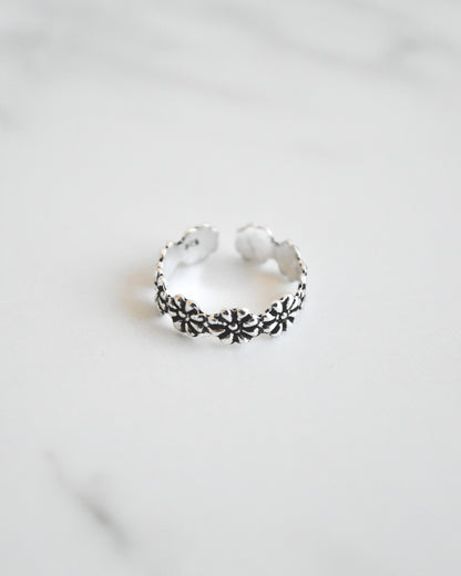 Midi Flores Envejecidas Plata 925