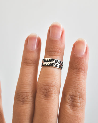 Midi Doble Espiga Plata 925 Envejecida