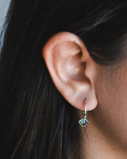 Aros Argolla Plata 925 con Cristal Turquesa Desmontable