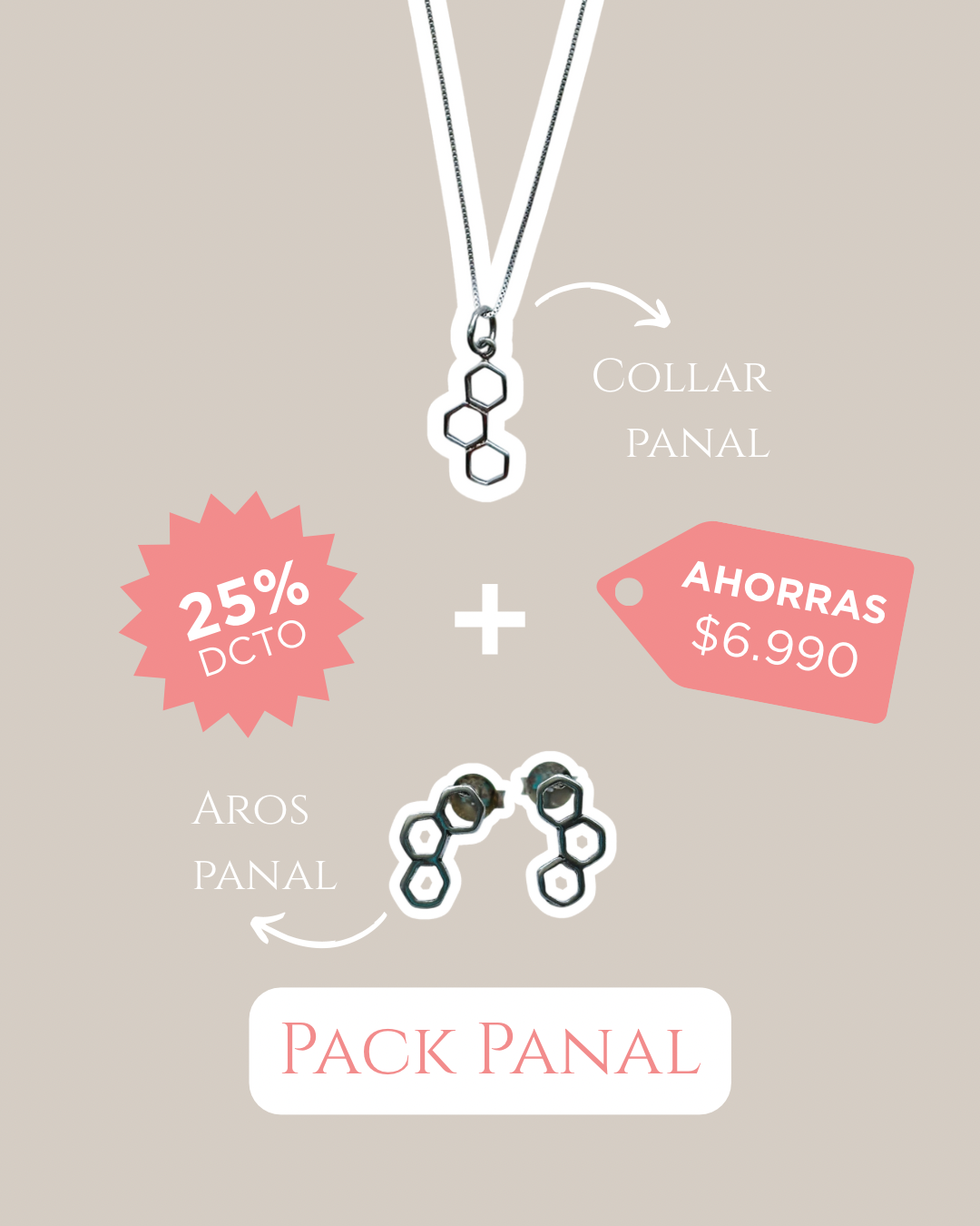 Pack Panal | Aros y collar de plata 925 🐝