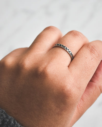 Anillo de Plata 925 Tribal Geométrico