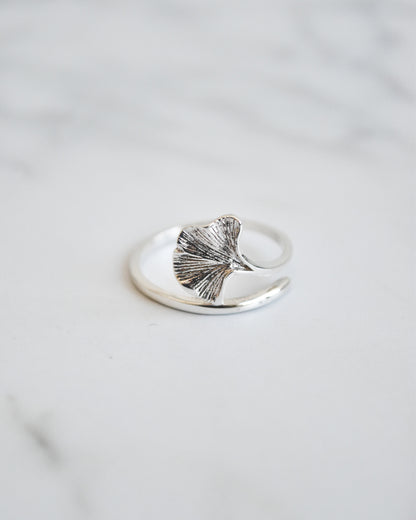 Anillo Hoja de Ginkgo Plata 925