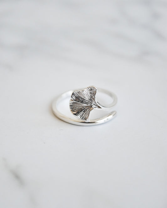 Anillo Hoja de Ginkgo Plata 925