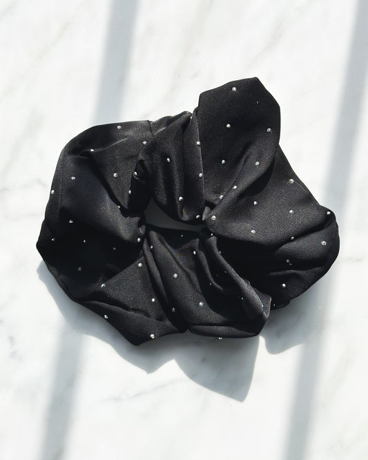 Scrunchies con brillos | Negro, rojo y gris